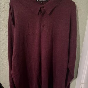 Inserch Deep Burgundy Long Sleeve Wool  Polo Shirt